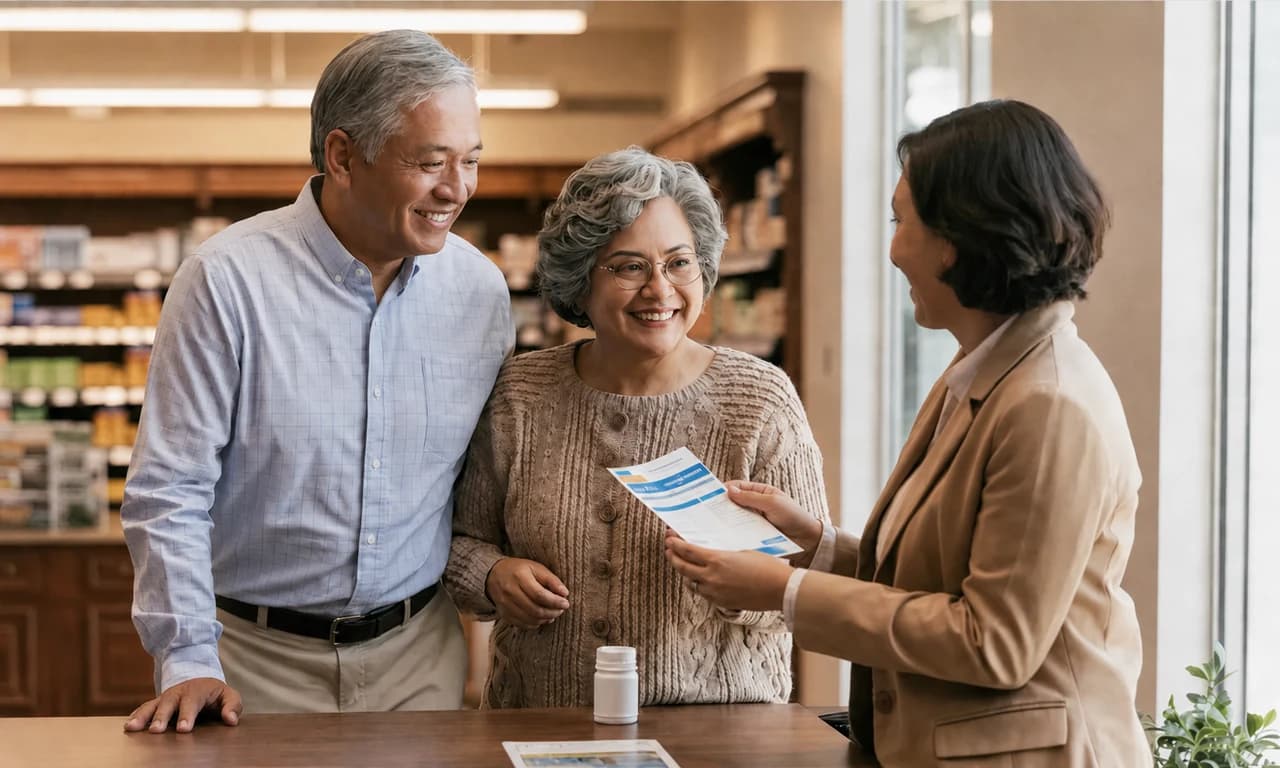 A couple meeting a licensed insurance agent at a participating retail location